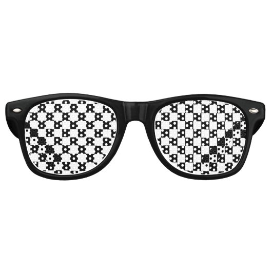 Black Checkerboard Patroon Retro Zonnebril (Voorkant)