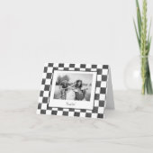 Black Checkerboard Personalized Photo Bedankkaart (Voorkant)