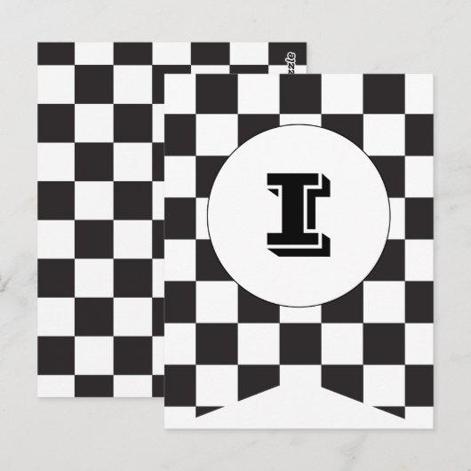 Black Checkered Flag Bunting Banner Post Card Briefkaart (Voorkant / Achterkant)