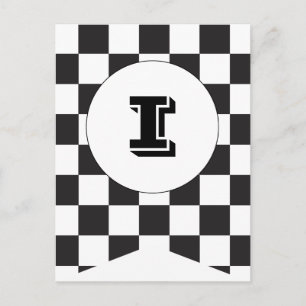 Black Checkered Flag Bunting Banner Post Card Briefkaart