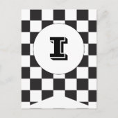 Black Checkered Flag Bunting Banner Post Card Briefkaart (Voorkant)