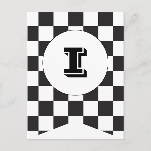 Black Checkered Flag Bunting Banner Post Card Briefkaart (Voorkant)
