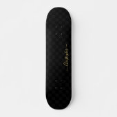 Black Checkered Pattern Cool Gold Monogram onderte Persoonlijk Skateboard (Voorkant)