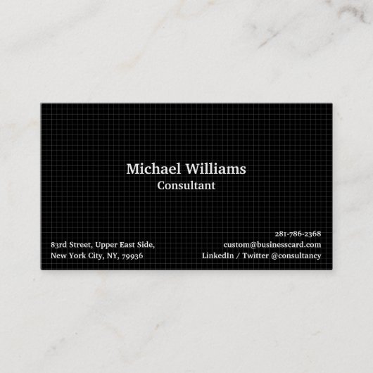 Black Checkered Pattern Trendy Modern Geometric Visitekaartje (Voorkant)