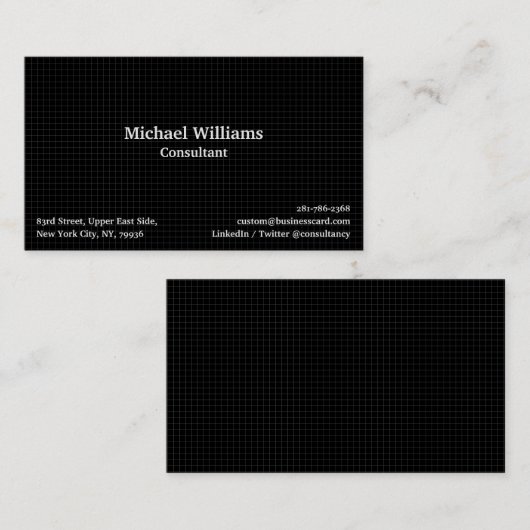 Black Checkered Pattern Trendy Modern Geometric Visitekaartje (Voorkant / Achterkant)