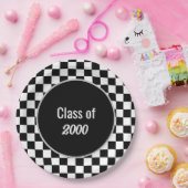 Black Checkered Reunion op maat Papieren Bordje (Feest)