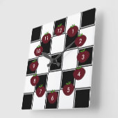 Black Checkered Vierkante Klok (Hoek)