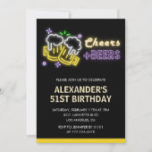 Black Cheers Beer Drink 51ste verjaardagsuitnodigi Kaart (Voorkant)