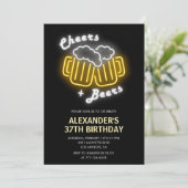 Black Cheers & Beers Drink 37ste verjaardag Kaart (Staand voorkant)