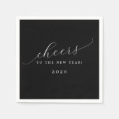 Black Cheers To The New Year Minimalist Script Servet (Voorkant)