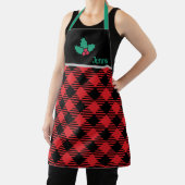 Black Chef Christmas Schort - Red Plaid Personaliz (Insitu)