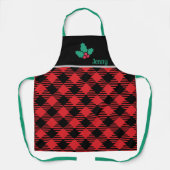 Black Chef Christmas Schort - Red Plaid Personaliz (Voorkant)
