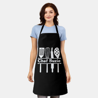 Black Chef Schort - Custom Name Keuken Gift
