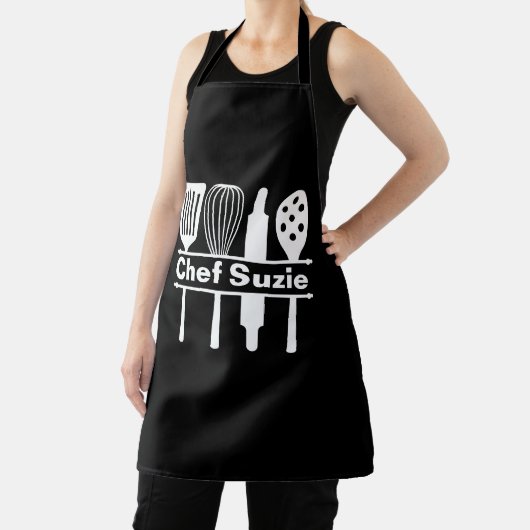 Black Chef Schort - Custom Name Keuken Gift (Insitu)