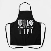 Black Chef Schort - Custom Name Keuken Gift (Voorkant)