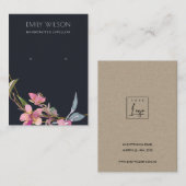BLACK CHERRY BLOSSOM FLORAL EARRING DISPLAY LOGO VISITEKAARTJE (Voorkant / Achterkant)