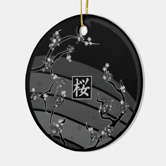 Black Cherry Blossom Tree Keramisch Ornament (Links)