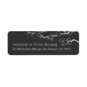 Black Cherry Blossom Zen Sakura Asian Wedding Etiket (Voorkant)