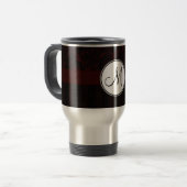Black Cherry Floral Wisps & Stripes met monogram Reisbeker (Voorkant links)