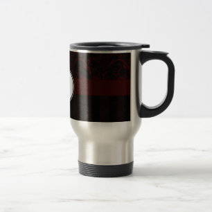 Black Cherry Floral Wisps & Stripes met monogram Reisbeker