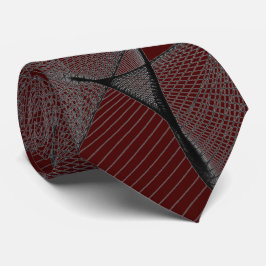 Black Cherry Garnet Red & Silver Grey "Spider Web" Stropdas