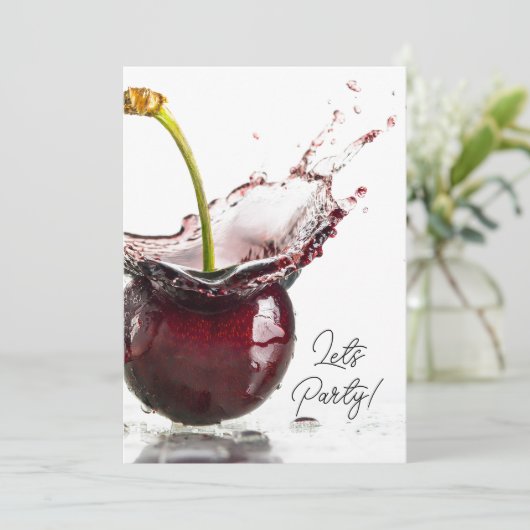 Black Cherry Party Uitnodiging (Staand voorkant)