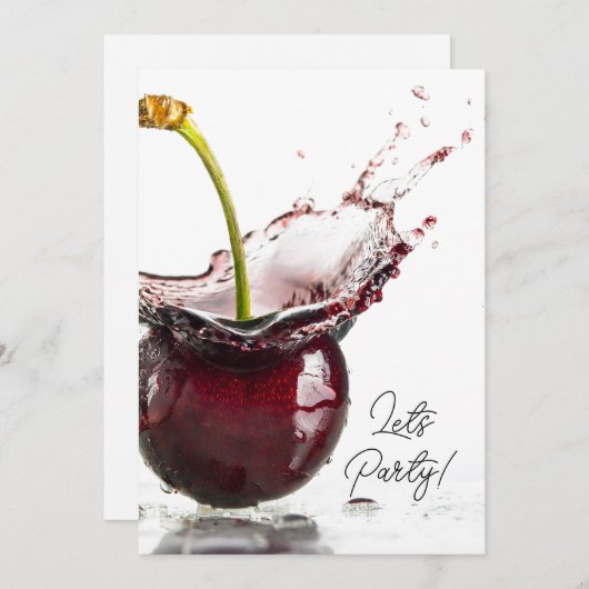 Black Cherry Party Uitnodiging (Voorkant / Achterkant)