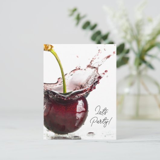 Black Cherry Party Uitnodiging (Staand voorkant)