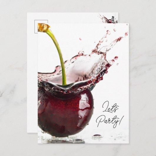 Black Cherry Party Uitnodiging (Voorkant / Achterkant)