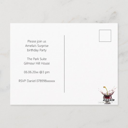 Black Cherry Party Uitnodiging (Achterkant)