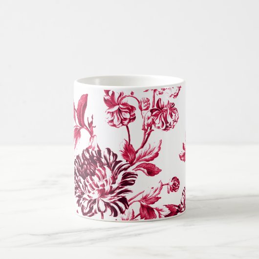 Black Cherry Red  Floral Toile No.2 Koffiemok (Center)