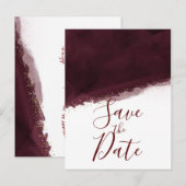 Black Cherry Watercolor Goud Moderne Uitnodiging V (Voorkant / Achterkant)