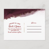 Black Cherry Watercolor Goud Moderne Uitnodiging V (Achterkant)