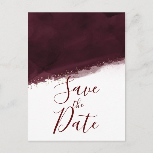 Black Cherry Watercolor Goud Moderne Uitnodiging V (Voorkant)