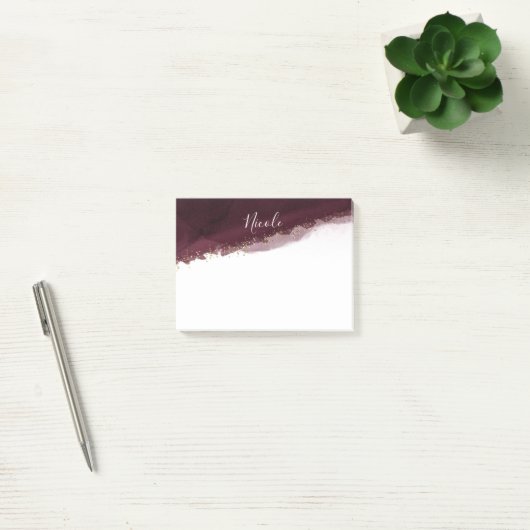 Black Cherry Waterverf Gold Modern Chic Elegant Post-it® Notes (Kantoor)