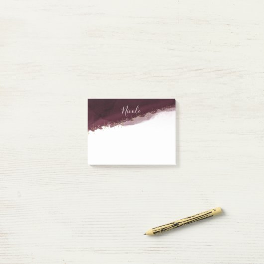 Black Cherry Waterverf Gold Modern Chic Elegant Post-it® Notes (Op bureau)