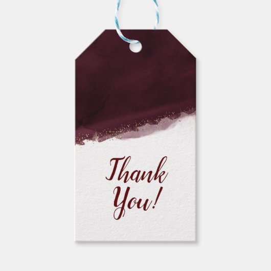 Black Cherry Waterverf Gold Modern Elegant Favor Cadeaulabel (Voorkant)