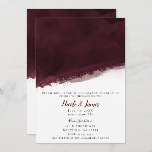 Black Cherry Waterverf & Goud Modern Chique Bruilo Kaart