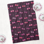 Black Cherry Waterverf Pattern Theedoek<br><div class="desc">Zoet en heerlijk roze waterverf kersenpatroon op een donkerzwarte kersenachtergrond. Originele versie door Nic Squirrell</div>