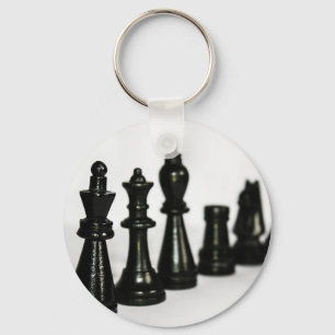 Black Chess Figuur het Perspectief van Stukken Sleutelhanger
