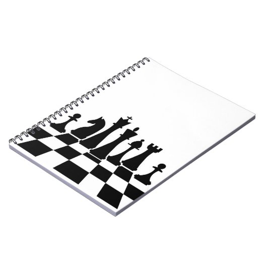 Black chess pieces on a chessboard notitieboek (Linkerzijde)