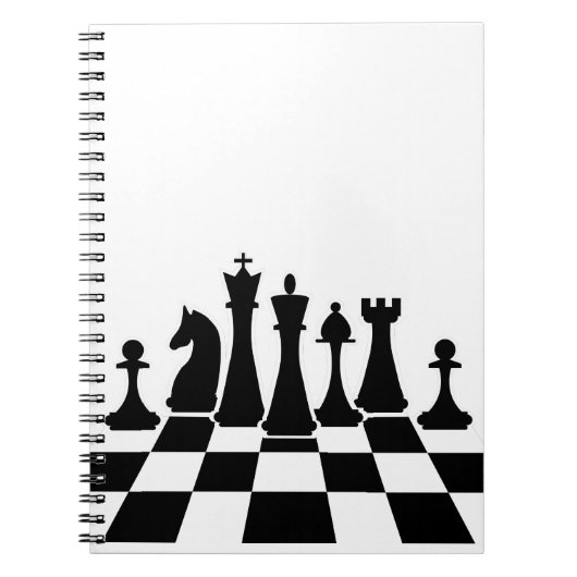Black chess pieces on a chessboard notitieboek (Voorkant)