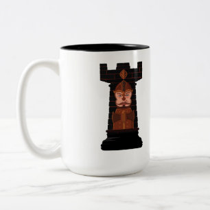 Black Chess Rook Two-Tone Coffee Mok