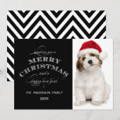 BLACK CHEVRON CHRISTMAS FOTO-KAART FEESTDAGENKAART (Voorkant / Achterkant)