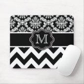 Black Chevron Damask Persoonlijke Mousepad Muismat (Met muis)