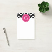 Black Chevron Hot Pink Flower Monogram zwart Post-it® Notes (Kantoor)