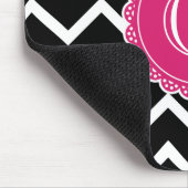Black Chevron Hot Pink Monogram Muismat (Hoek)