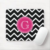 Black Chevron Hot Pink Monogram Muismat (Met muis)