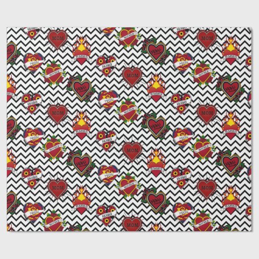 Black Chevron Mom Tattoo Cadeaupapier (Vlak)