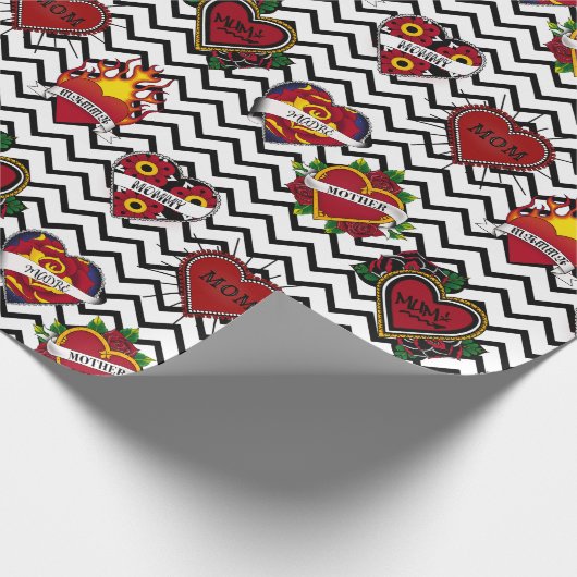Black Chevron Mom Tattoo Cadeaupapier (Hoek)